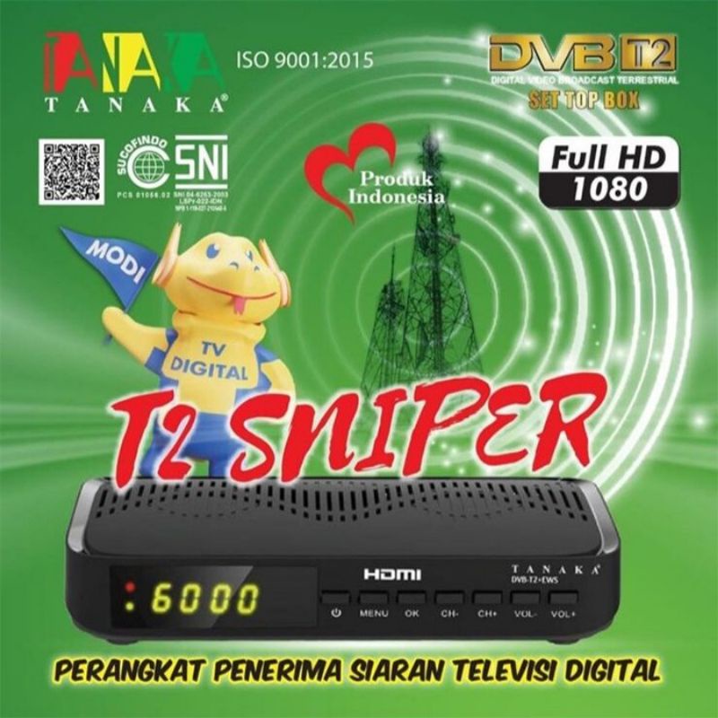 STB Digital DVB T2 Merek Tanaka Type T2 Sniper Hitam