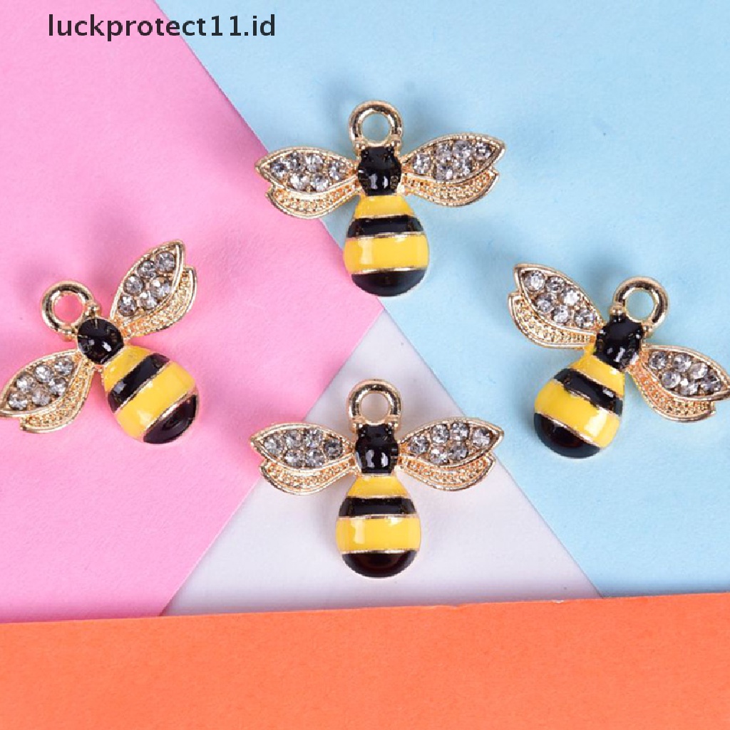 10pcs / Set Liontin Enamel Kristal Honeybee Ch Untuk Membuat Perhiasan