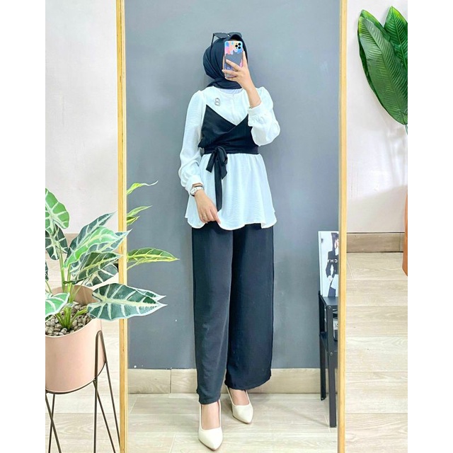 Tiara Set, SETELAN WANITA MODIS CANTIK FIT XXL LD 110 BAHAN CRINCLE AIRFLOW IMPORT TERMURAH OOTD KEKINIAN