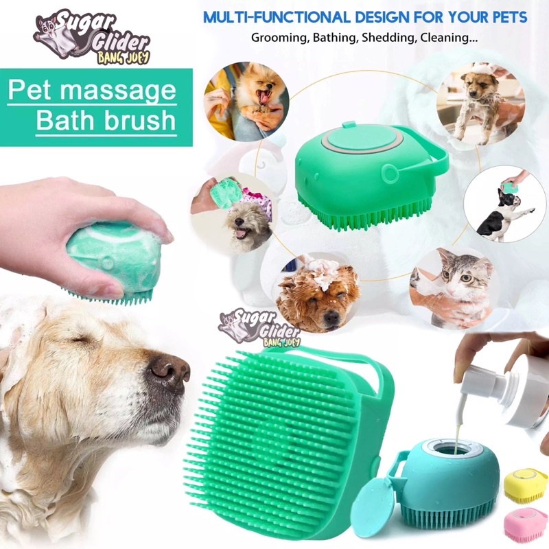 SISIR SIKAT MANDI SILIKON PENCET PET BRUSH GROOMING PIJAT SHAMPOO ANJING KUCING CAT MUSANG MARMUT