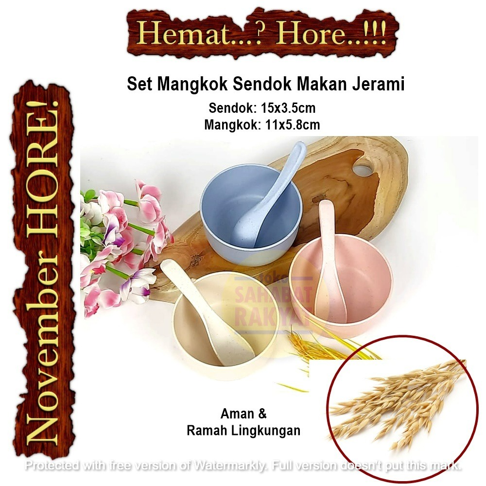Mangkok, Sendok Wheat Bahan Jerami