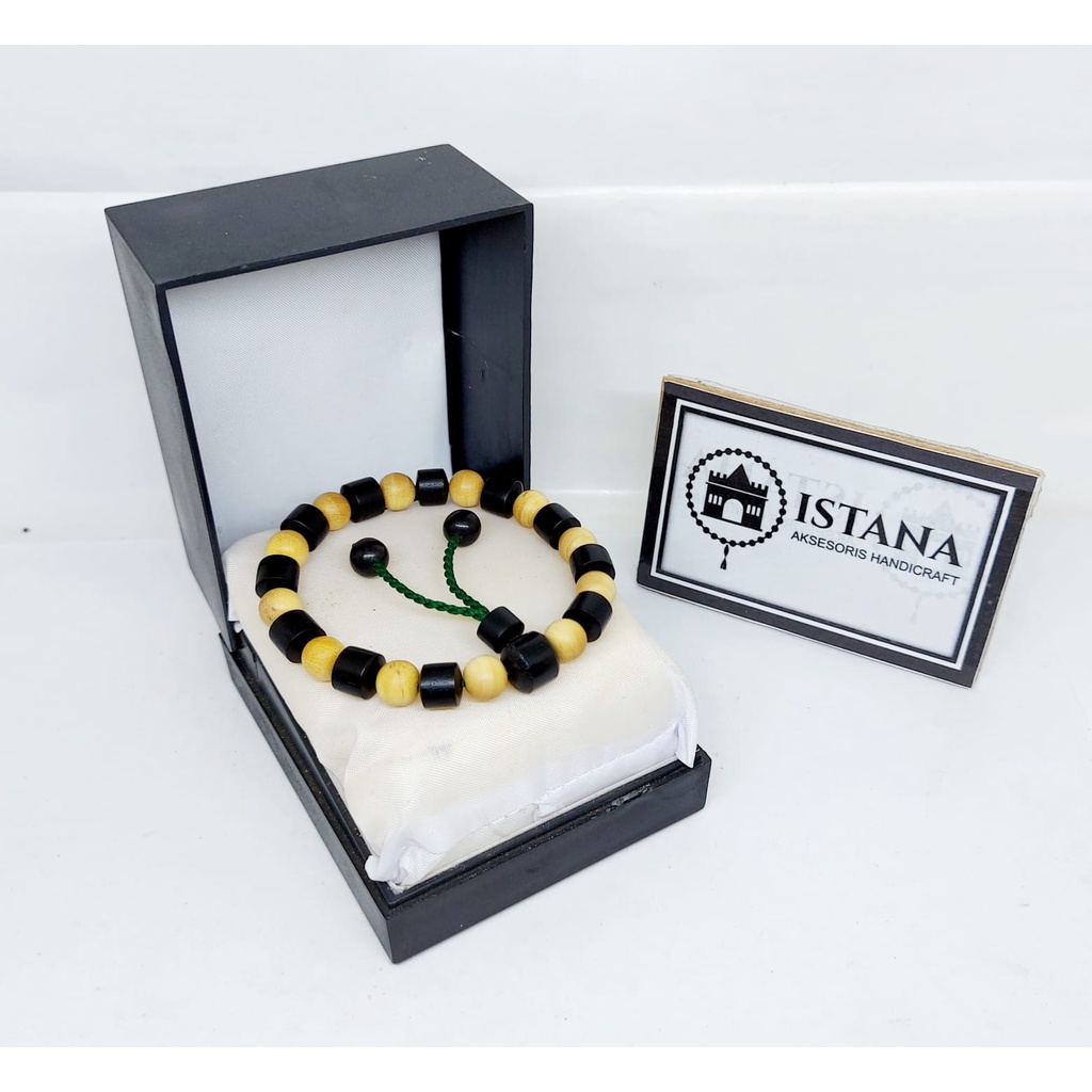 gelang serut bahan galih kelor hitam kombinasi kayu kemuning