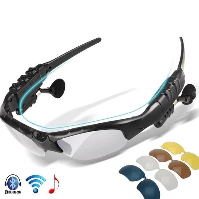 Kacamata Tactical Airsoft Gun Polarized Earphone Bluetooth 5 Lensa Wgg