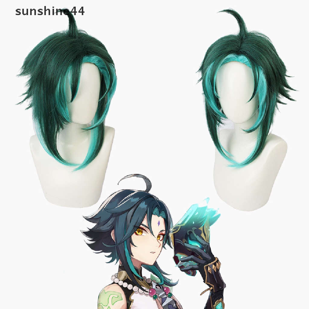 Sunshine Wig / Rambut Palsu Panjang + Poni Warna Campur Untuk Cosplay Anime / Halloween