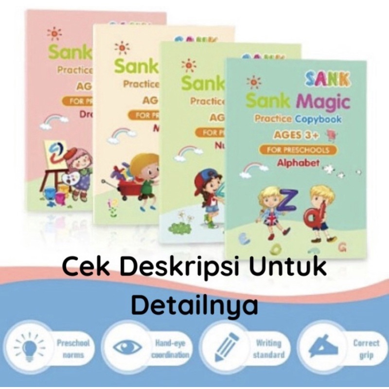 Buku Belajar Menulis Anak Sand Magic Practice Book Bisa Fipakai ulang - Buku Belajar Menulis Anak -Buku Anak