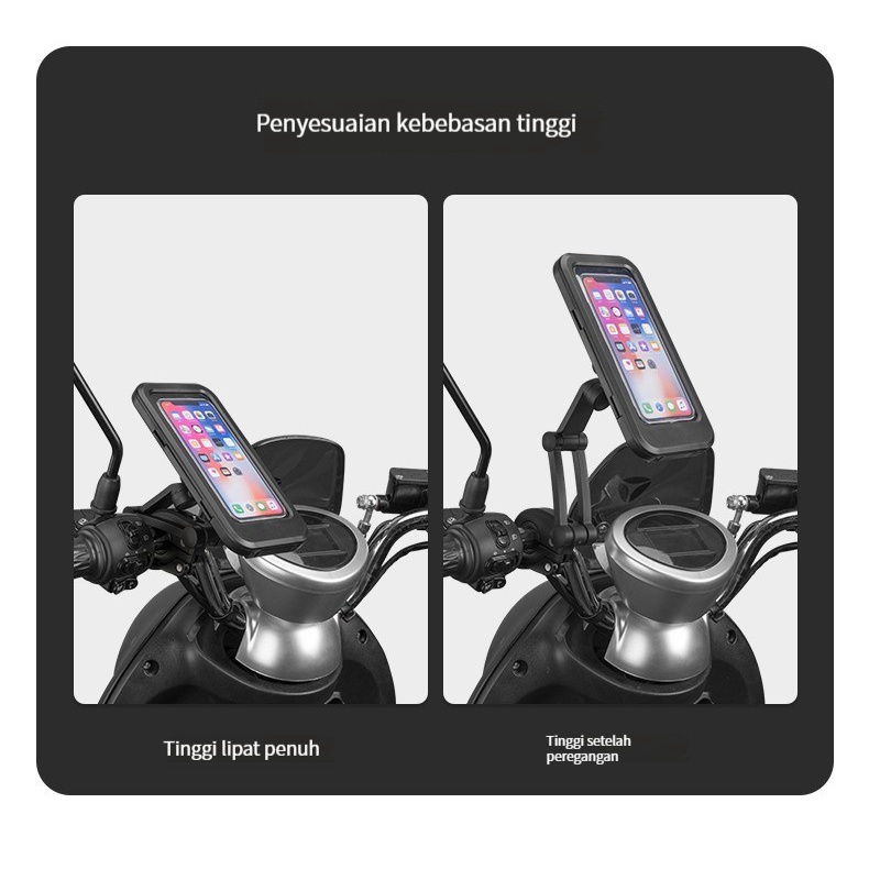 (Stok tersedia, dikirim dari Jakarta) Dudukan ponsel mobil listrik, baterai sepeda, sepeda motor, penutup tahan air, braket navigasi tetap