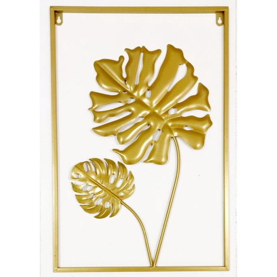 Golden Iron Leaf Wall Decoration / Dekorasi Daun Emas Kuningan / Pajangan Daun Emas Logam Klasik