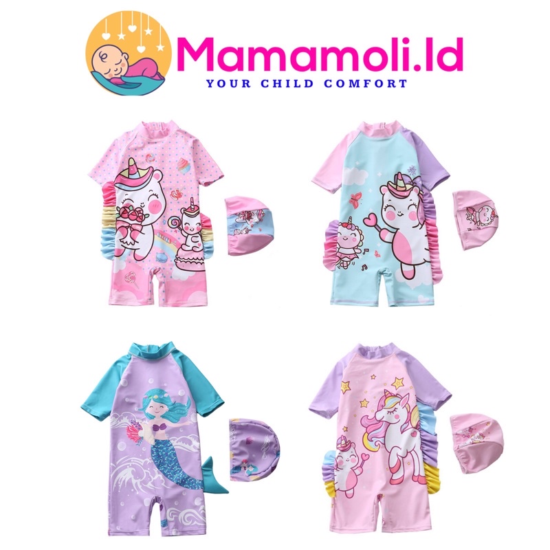 Baju Renang Anak Perempuan / Baju Renang Anak Cewek / Pakaian Renang Anak Cewek / Pakaian Renang AnakPerempuan / Girls Kidrs Swimwear / Swimsuit Unicorn/  Little Mermaid