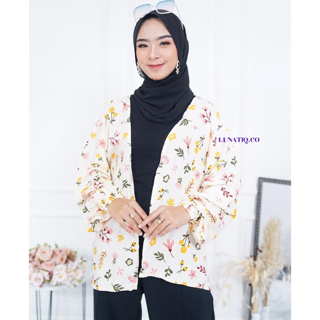 OUTER KIYOWO MOTIF LENGAN BALON | ONESET OUTER KIYOWO ROK SERUT