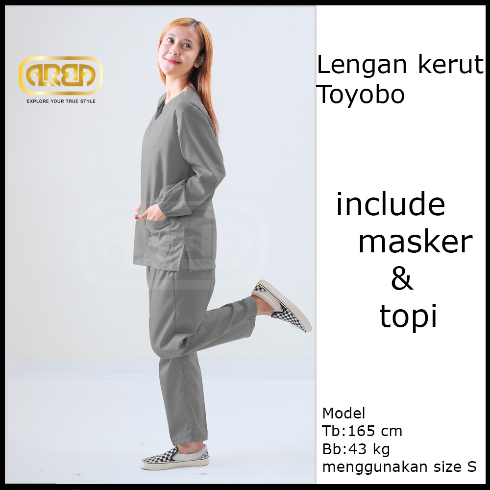 Baju OK Toyobo Lengan Panjang KERUT Scrub Medis Bahan Toyobo ORIGINAL PREMIUM Part 3