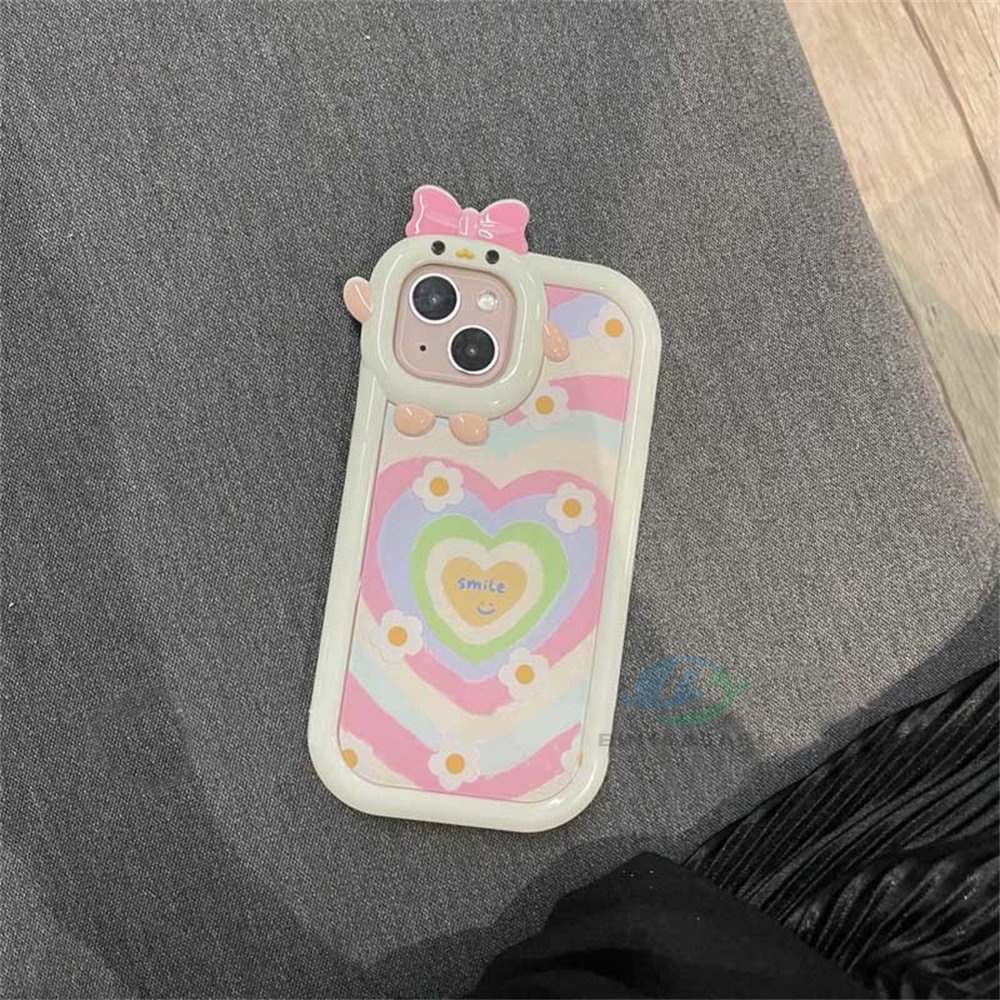 Realme 10 C55 C30 C31 C33 C35 C21Y C25Y Realme C11 C25 C17 C15 C12 C3 C2 7i 5 5i 6i Hati Warna-Warni Monster Kecil Frame Lensa Casing Ponsel Binteacase