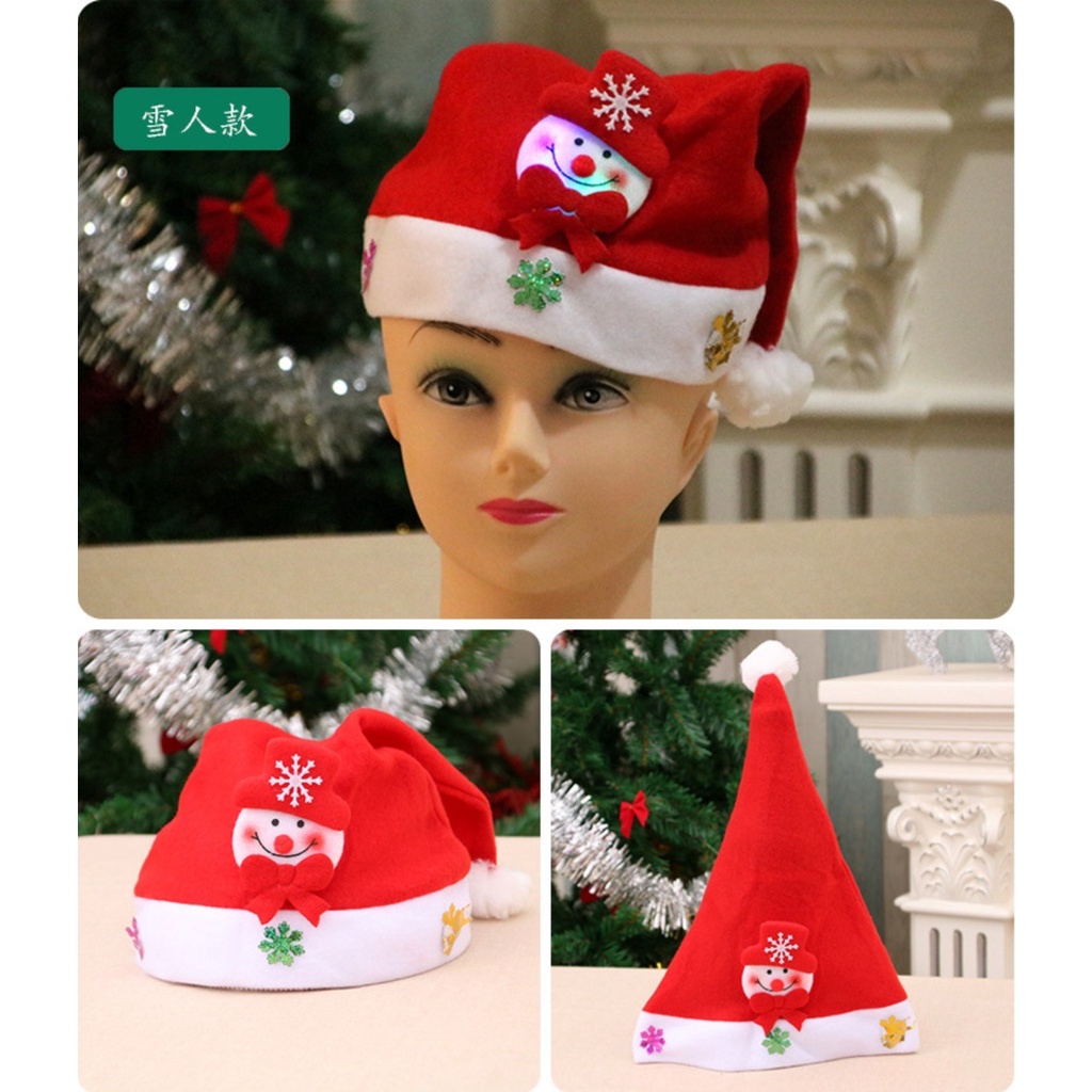 Topi Natal Santa Claus SinterKlas Anak dan Dewasa  Nuansa Merry Christmas Xmas Banyak Motif LED