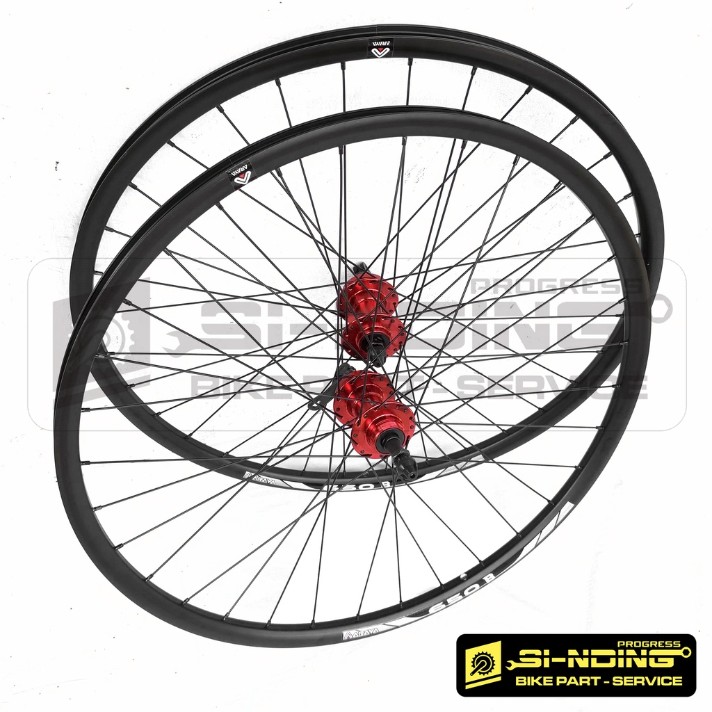 Wheelset 27.5 27,5 275 Inch Sepeda MTB Rims Araya 650B Disc Brake HFH Hub Freehub Warna Merah Gold H
