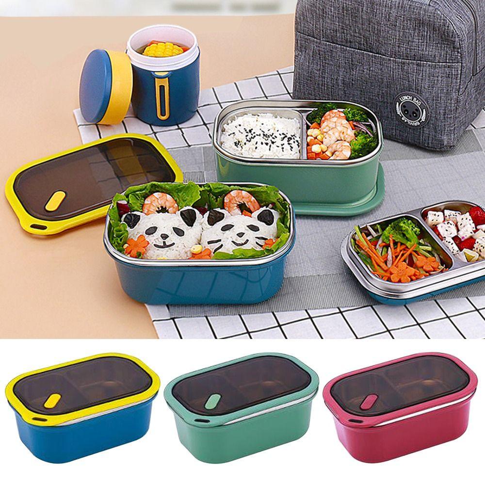 R-FLOWER Lunch Box Portable Untuk Pelajar Pekerja Kantor Dengan Sendok Wadah Makanan