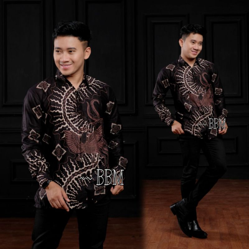 SIZE M L XL XXL KEMEJA HEM BATIK PRIA CASUAL