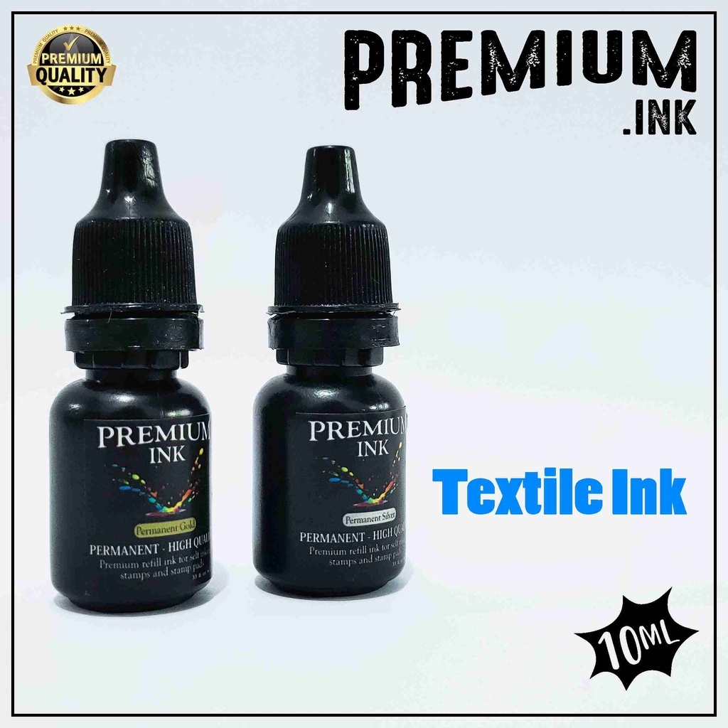 

Tinta Stempel Kain Permanen 10ml Khusus Bahan Tekstil Warna Gold Dan SIlver - Tinta Stempel Plastik Permanen Premium