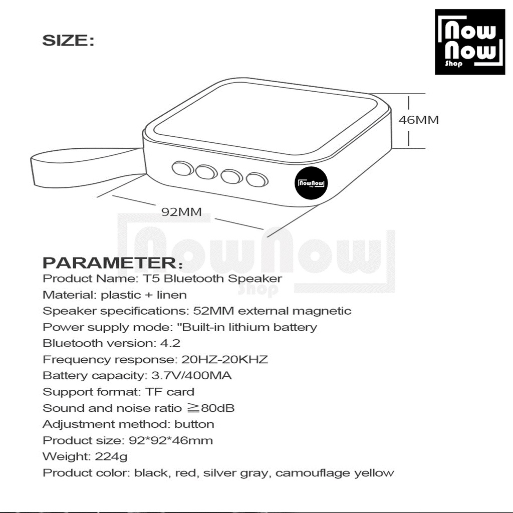 Bluetooth Wireless Mini Portable Stereo Speaker T5 Music Box Radio FM Aux Spotify Youtube Pengeras Suara