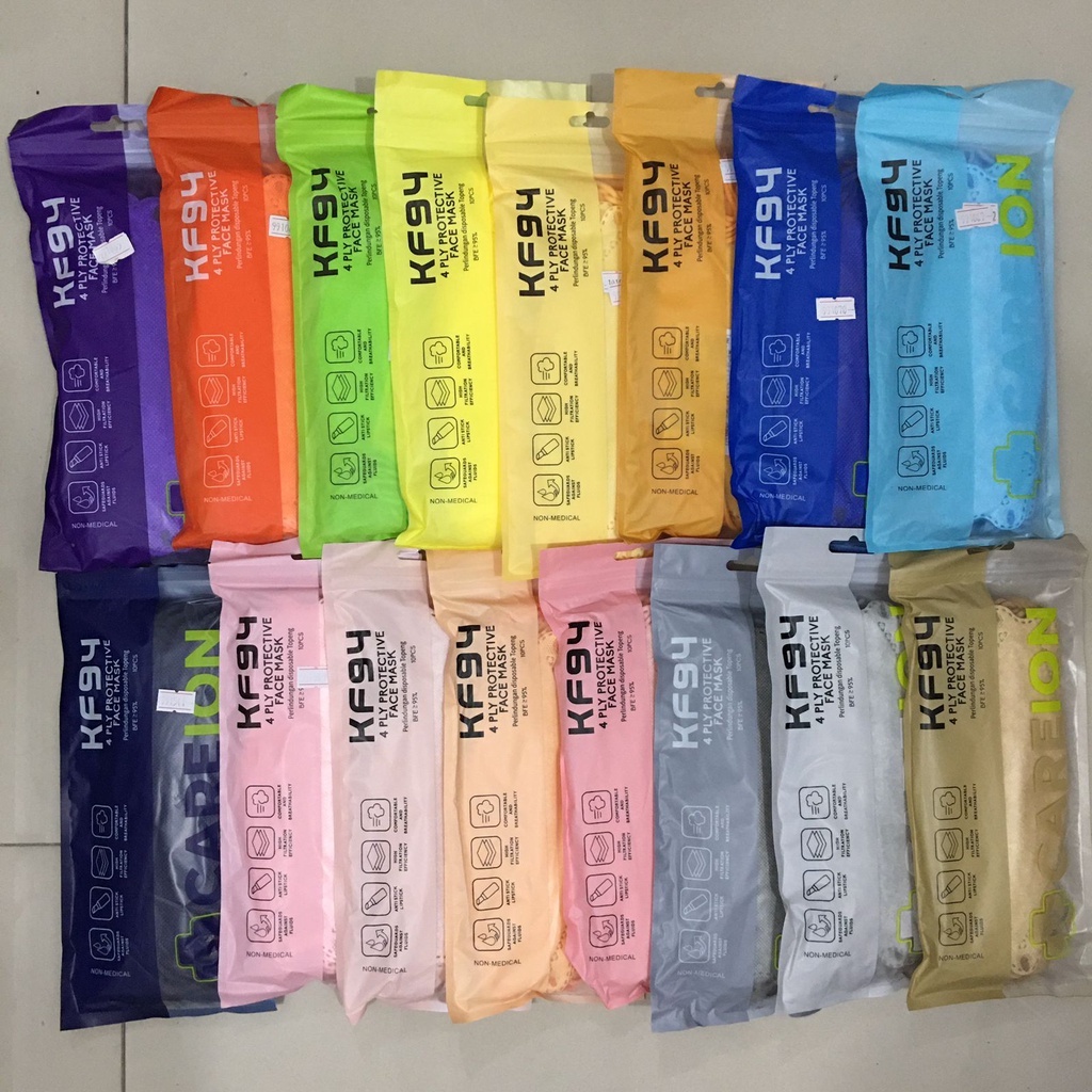 Masker KF 94 CAREION ISI 10PC KF94 4D CAREION GRADASI KOREA 4ply 5ply KF94 Hitam Putih Warna isi 10