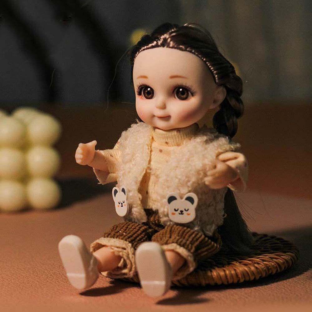 Mxbeauty1per12 BJD Boneka Ekspresi Lucu Hadiah Anak Perempuan Setelan Boneka Mainan Hadiah Ulang Tahun Sendi Bergerak Telinga Kelinci Pakaian DIY Mainan Boneka Smile Face Doll Pocket Joint Doll