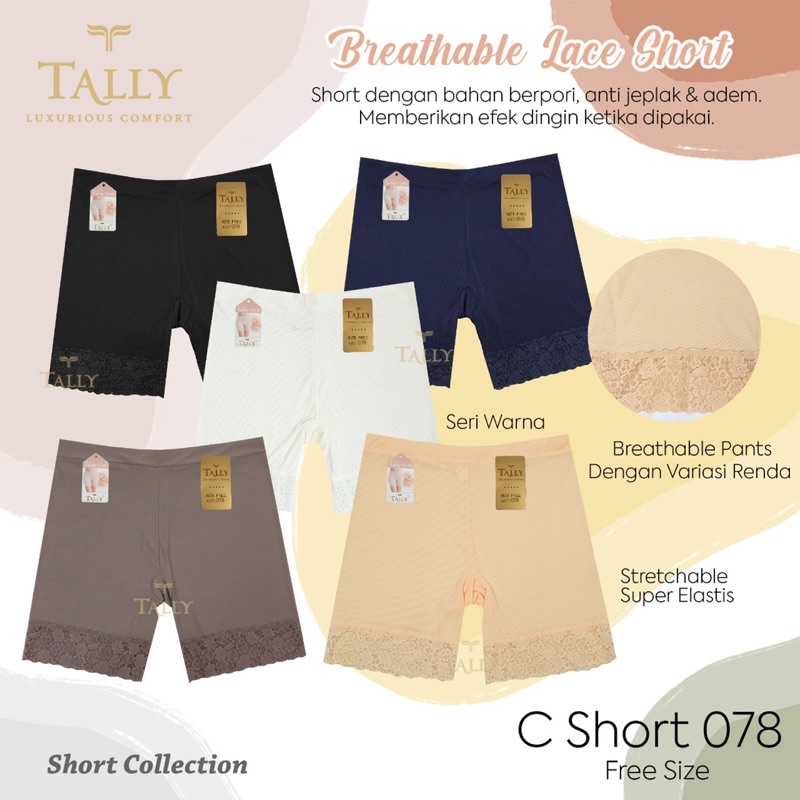 celana short perempuan | short pants motif berpori TALLY 078 freesize