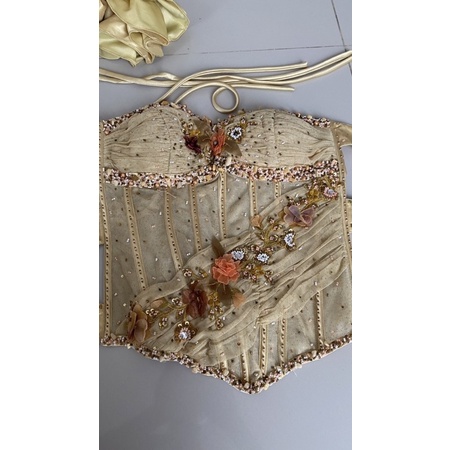 Gown Pesta Dress Wanita Krem Peach