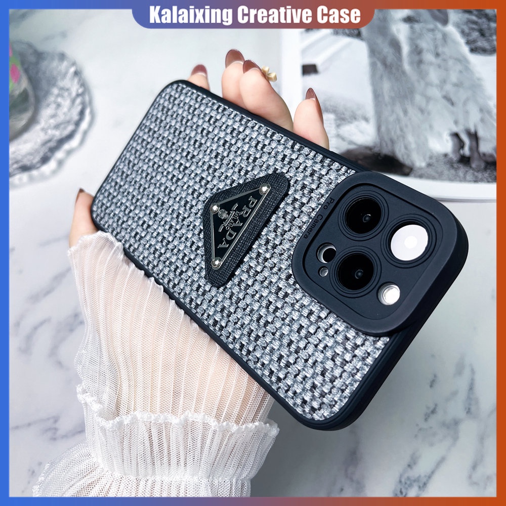 Soft Case Pelindung Lensa Tekstur Prada 3D Untuk iPhone 14 / 13pro / 12promax / 11pro / X Xs Max Xr