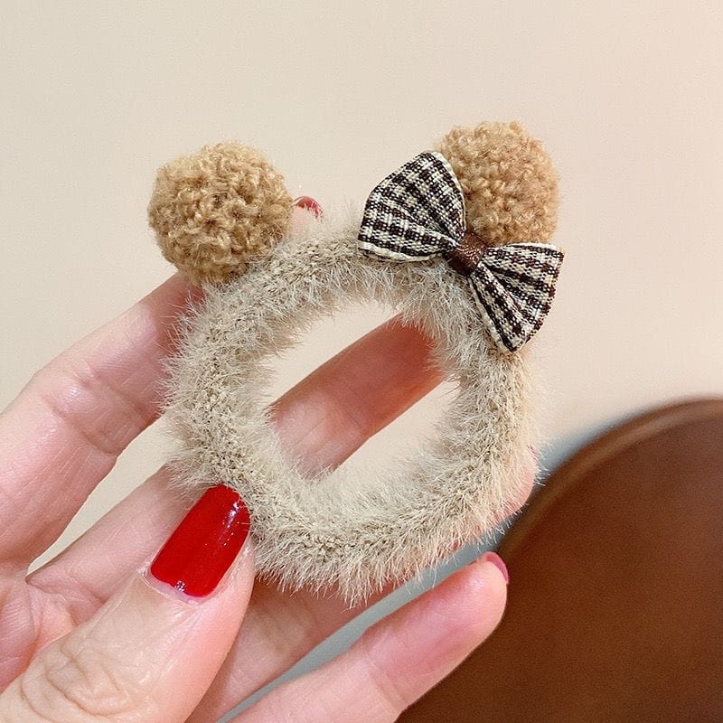 Ikat Rambut Scrunchie Korea Ikat Rambut bulu bulu Korea Ikat Rambut Lucu Motif Bear Pita Ikat Rambut Anak