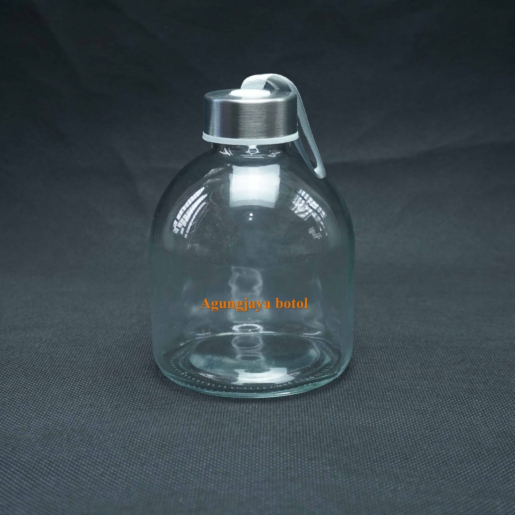 Botol Kaca 330 Ml Oval Clear Original Tutup Stainless / Botol Kaca Oval / Botol Kaca Minuman / Botol