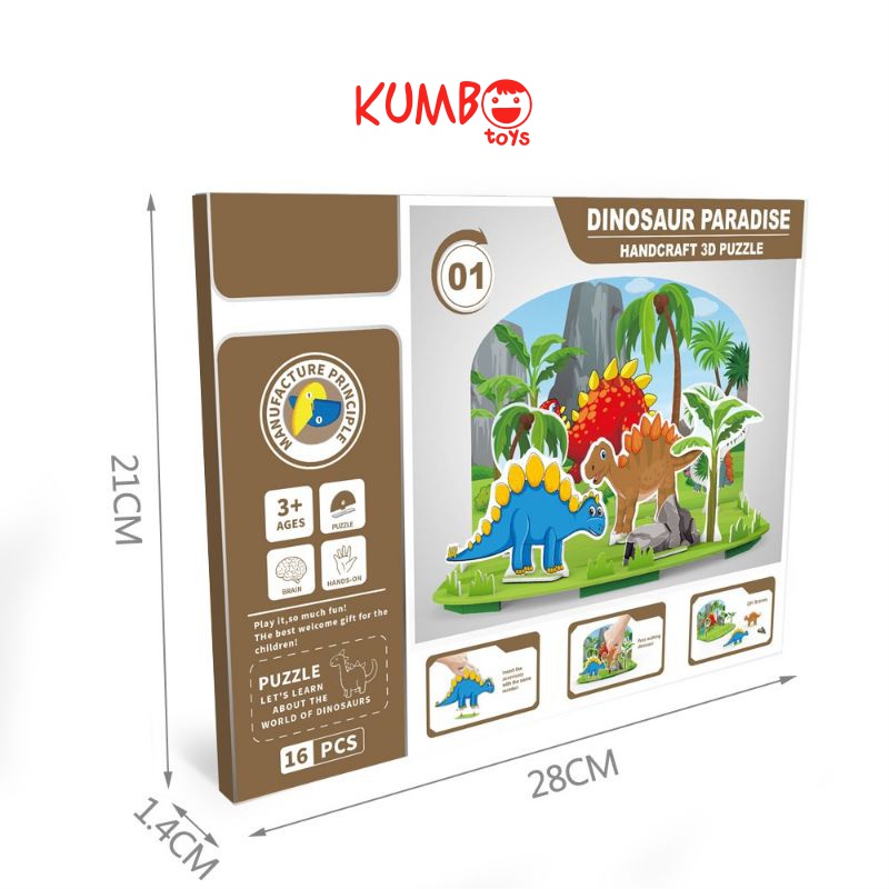 Mainan Edukasi Anak Puzzle 3D Dinosaurus Handcraft 3D Puzzle Dinosaurus Paradise