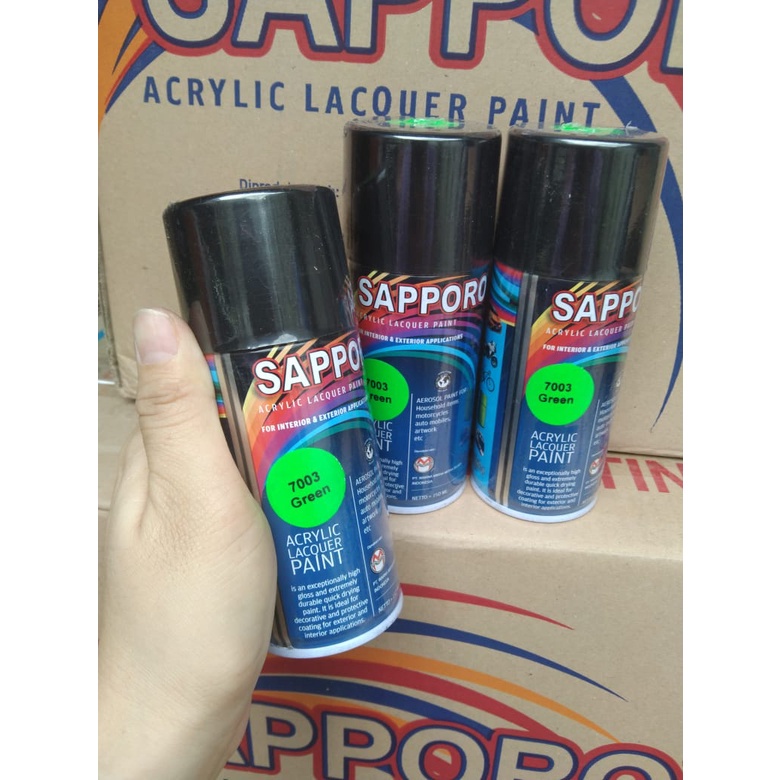 saporo acrylic lacquer paint pilok pilox cat spray sapporo 150ml saporo 7003 green stabilo green hijau 150ml