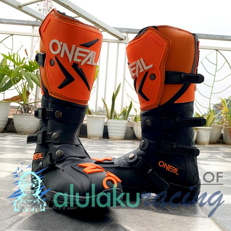 Sepatu Trail Boots Motocross MX Lokal Premium Best Quality - Orange Black