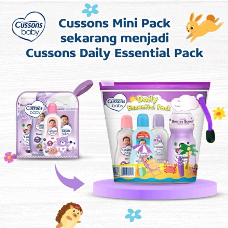 5 in 1 | 4 in 1 Cussons Baby Daily Essential Pack + Telon, Cussons Mini Gift Bag, Gift Set Bayi, Kado Bayi, Set Bedak Bayi