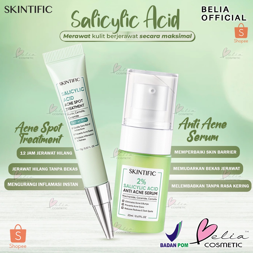 ❤ BELIA ❤ SKINTIFIC Salicylid Acid Series | Acne Spot Treatment | Anti Acne Serum | Acne Treatment | Perawatan Wajah Berjerawat | BPOM