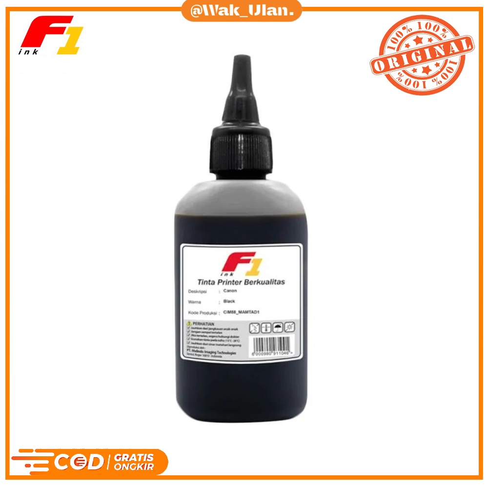 Tinta INK Refill Dye Base F1 Black hitam 100ml Printer Canon IP2770 MP237 MP258 MP287 G1000 G2000