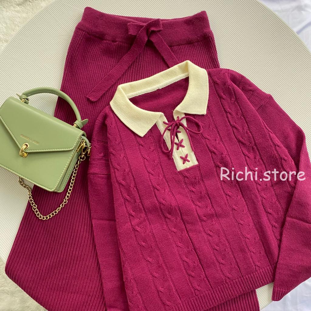 ONE SET KULOT POLO TALI BLOUSE TERBARU