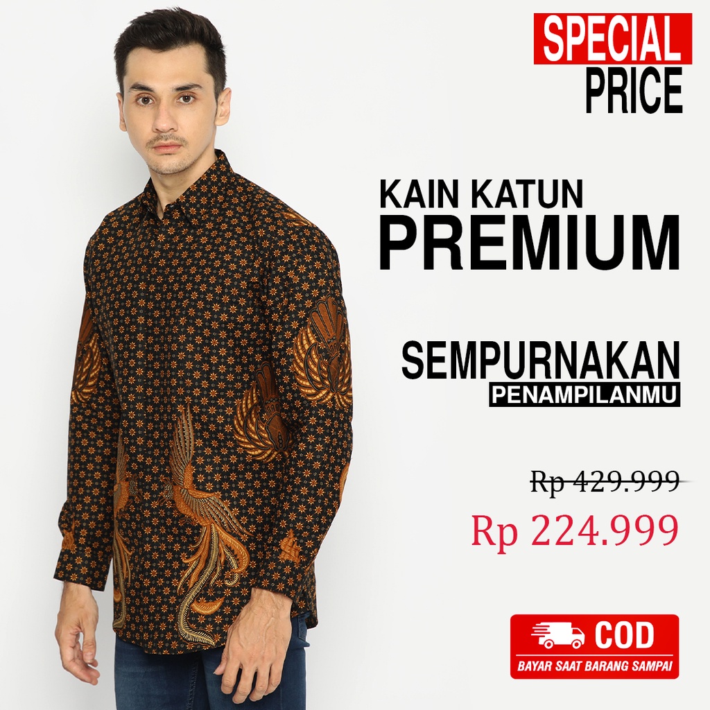 KEMEJA BATIK PRIA Premium Lengan Panjang Lawasan Jogja Solo Sogan Truntum Gurdo Coklat 725614 Cap 72 - Baju Kemeja Atasan Pakaian Setelan Batik Pria Cowok Laki Laki Remaja Keluarga Kantor Lengan Panjang Modern Slimfit Slim Fit Premium Kekinian