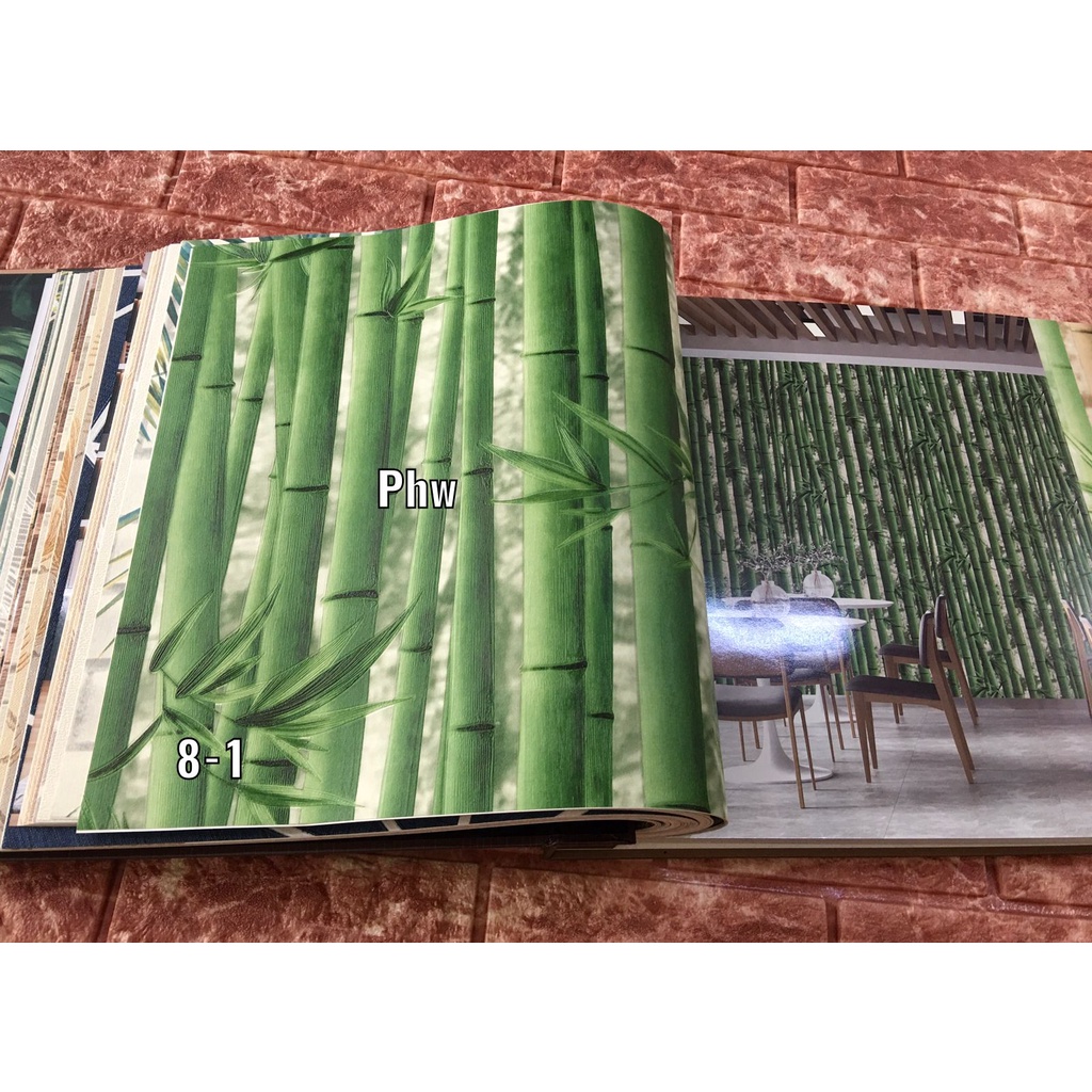 Wallpaper Dinding Motif Bambu Hutan Hijau Coklat LCafe