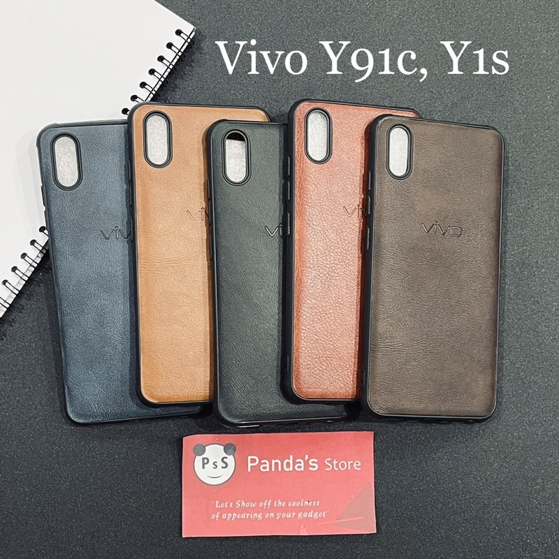 Leather Case Vivo Y91c / Y1s Softcase Kulit Elegan Casing Slim Fit