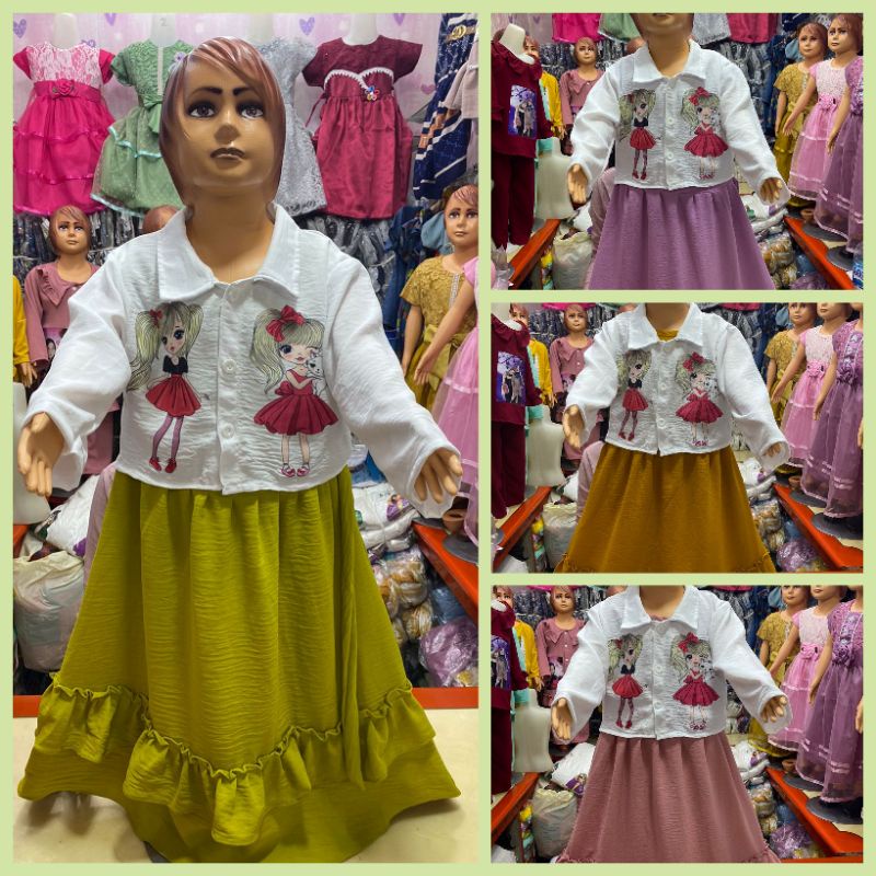 GAMIS CRINKLE ROMPI LEPAS ANAK PEREMPUAN USIA 3-7 TAHUN/GAMIS KRINKEL ANAK PEREMPUAN/GAMIS VIRAL ANI