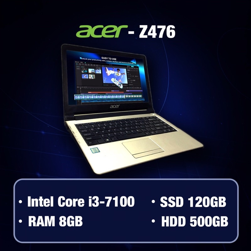 Laptop Acer Z476 - SSD 120GB RAM 8GB i3-7100