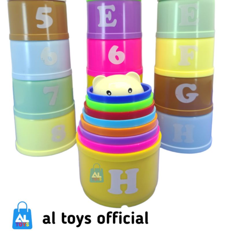 MAINAN EDUKASI STACK CUP TOWER MAINAN STACK CUP SUSUN MAINAN MENGENAL WARNA ANGKA HURUF