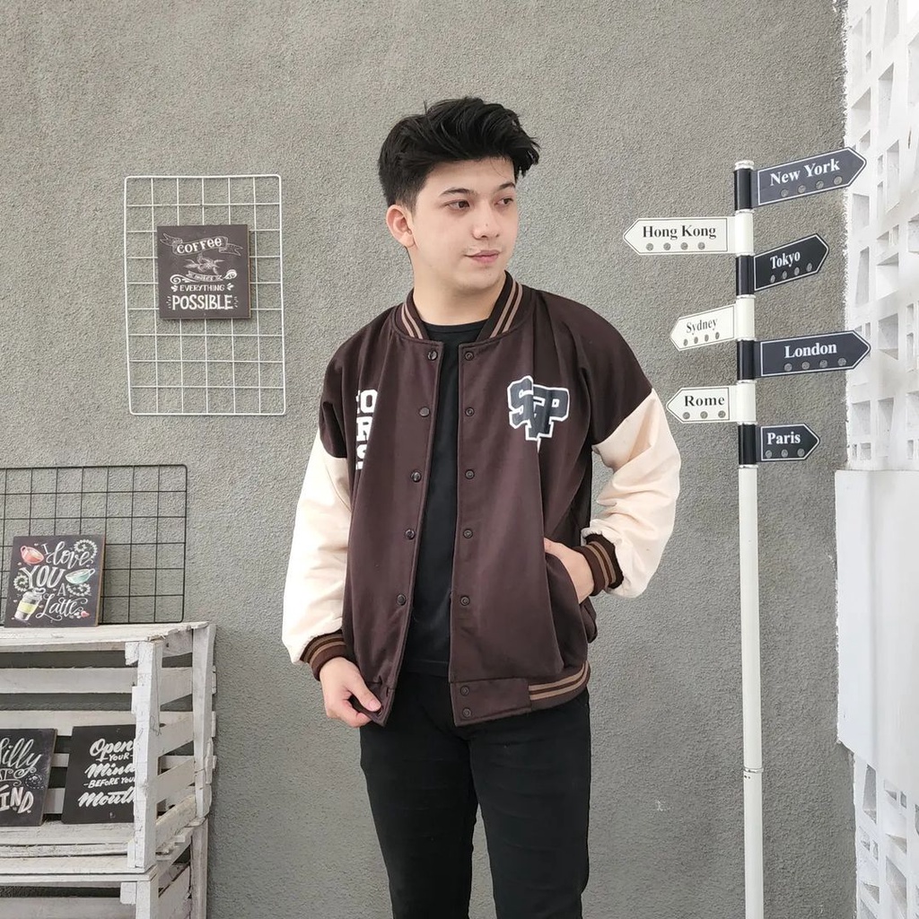 JACKET SWAP BASEBALL XXL OVERSIZE UNISEX BIGSIZE BAHAN FLEECE