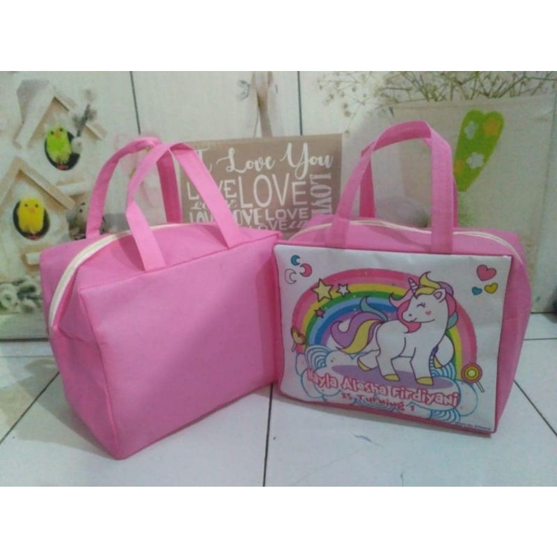 

tas souvenir ultah model resleting custom unicorn