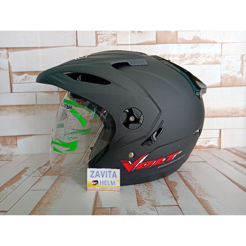 Helm VOG Volt Black Doff Double Visor Original
