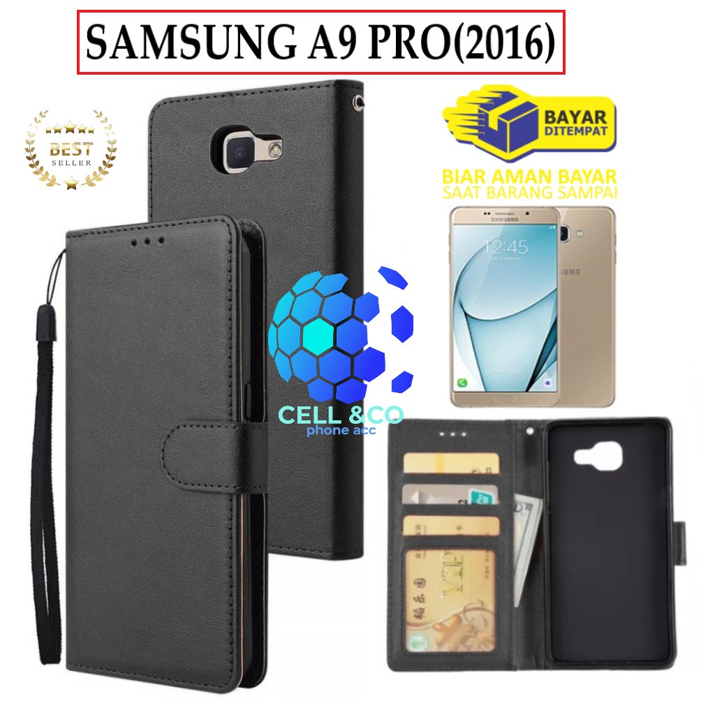 FLIP COVER SAMSUNG A9 PRO 2016 LEATHER WALLET PREMIUM FLIP CASE BUKA TUTUP KESING HP CASING FLIP CASE WALLET SAMSUNG A9 PRO 2016