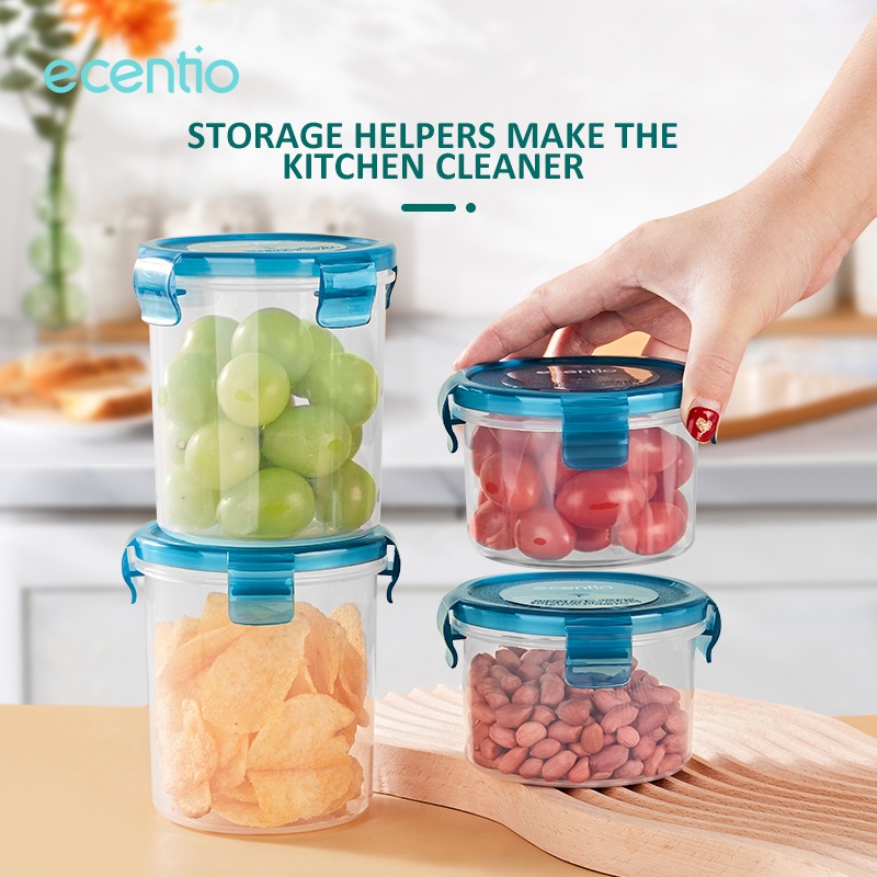 ecentio bulat kontainer makanan toples kotak snack container box tempat penyimpanan makanan anti bocor food storage Jar PP 300ml/500ml