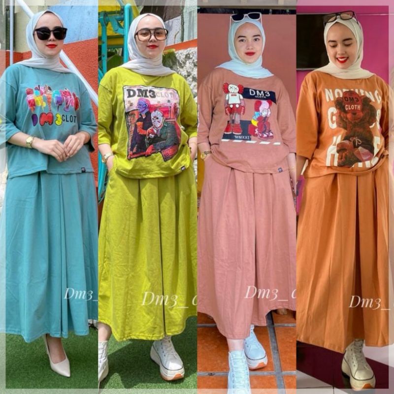 SET ROK DM3 ORIGINAL / ONE SET ROK KAOS WANITA / SET WANITA MUSLIM TERBARU