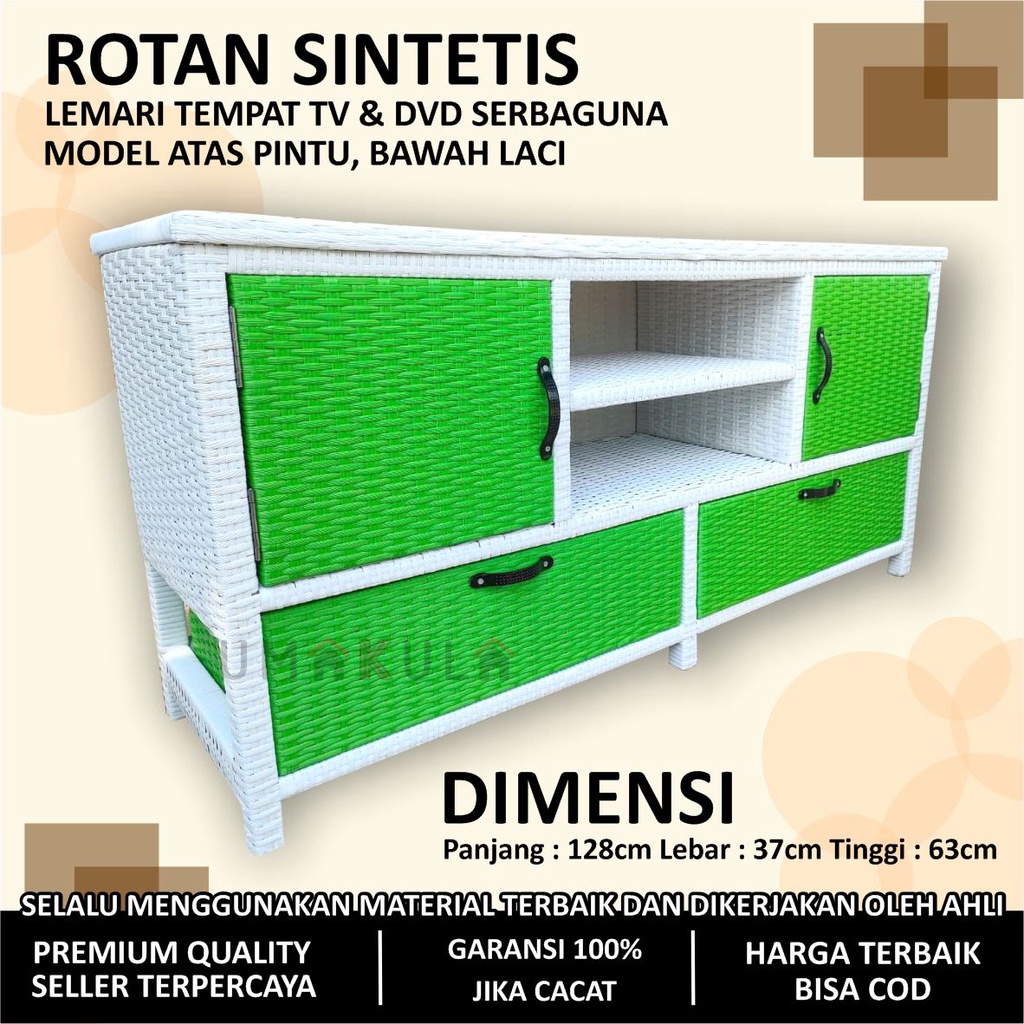Rak Lemari Rotan Sintetis Buffet Bufet Meja TV Ruang Tamu Serbaguna Minimalis Murah Modern Terbaru