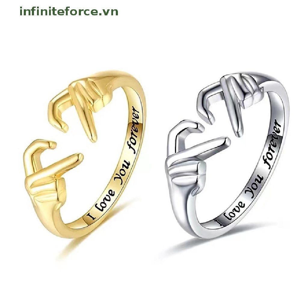 Cincin Adjustable Desain Hati Tangan Ganda Untuk Wanita