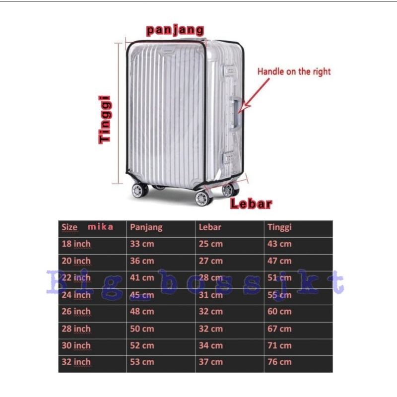 Size 16,18,20,22,24,26,28,30,32 &amp; KABIN SARUNG KOPER/MIKA KOPER/COVER KOPER/PEMBUNGKUS KOPER TERMURAH!!!